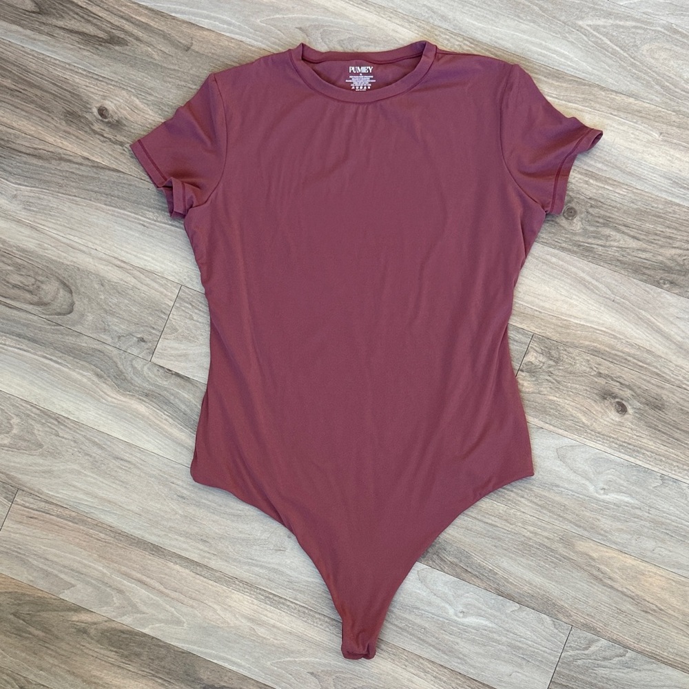 Pumiey Women’s Crew Neck Short Sleeve Thong Bodysuit XL